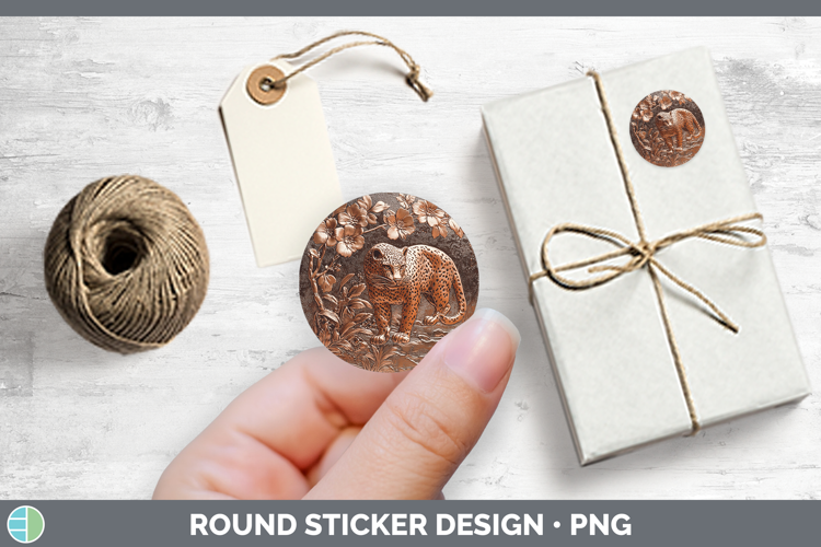 BS03 Copper Relief Leopard Stickers | Round Labels Designs