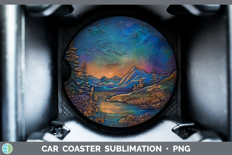 BS03 Copper Relief Northern Lights Car Coaster Sublimation