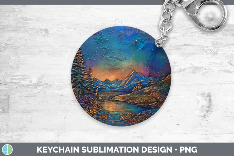 BS03 Copper Relief Northern Lights Keychain Sublimation Keyr