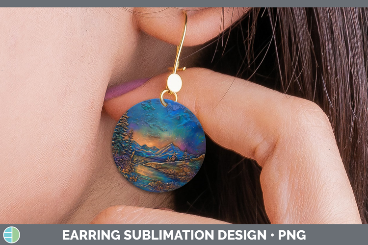 BS03 Copper Relief Northern Lights Round Earrings Sublimatio