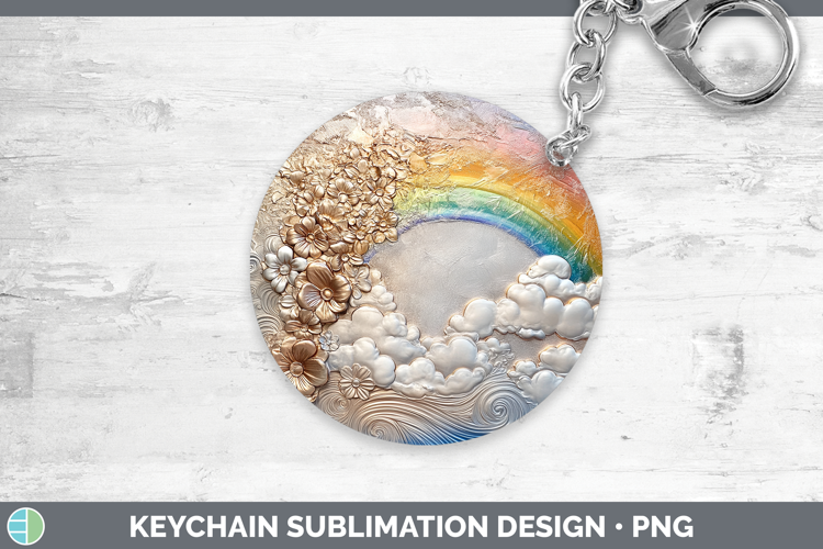 BS03 Copper Relief Rainbow Keychain Sublimation Keyring Desi