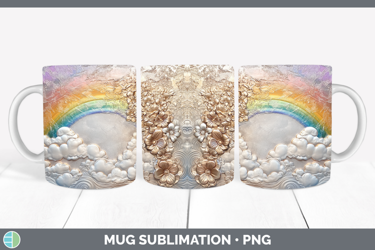 BS03 Copper Relief Rainbow Mug Wrap Sublimation Coffee Cup D