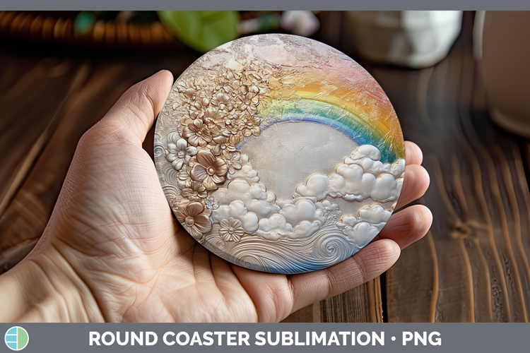BS03 Copper Relief Rainbow Round Coaster Sublimation Coaster