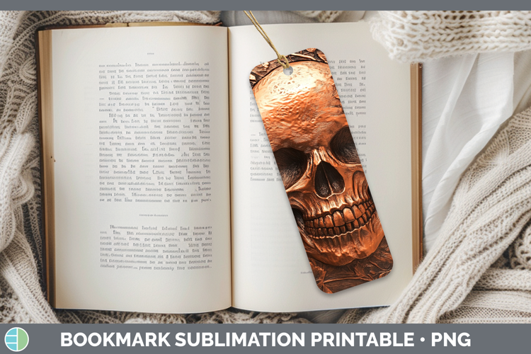 BS03 Copper Relief Skull Bookmark Sublimation Printable Desi