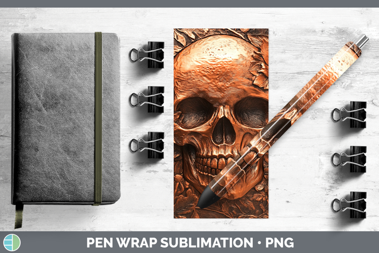 BS03 Copper Relief Skull Pen Wrap Sublimation Pen Designs