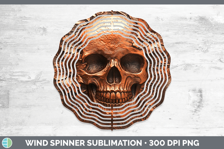 BS03 Copper Relief Skull Wind Spinner Sublimation Spinner De