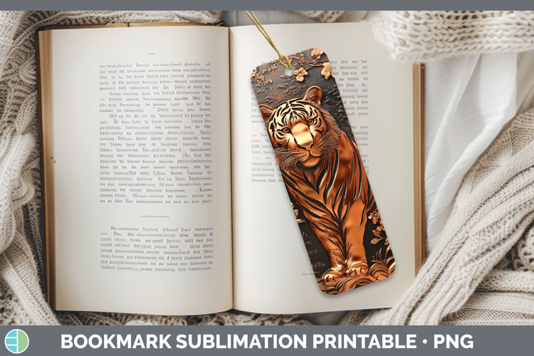 BS03 Copper Relief Tiger Bookmark Sublimation Printable Desi