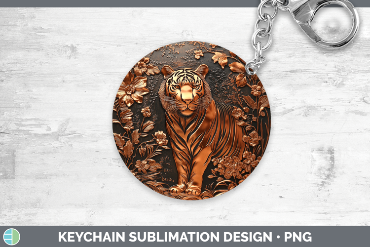 BS03 Copper Relief Tiger Keychain Sublimation Keyring Design