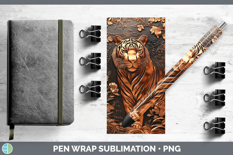 BS03 Copper Relief Tiger Pen Wrap Sublimation Pen Designs