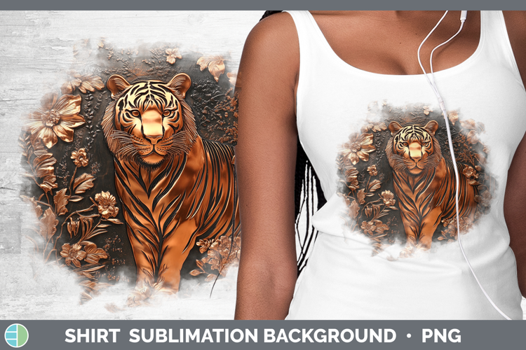 BS03 Copper Relief Tiger Shirt Sublimation Sublimation Backg