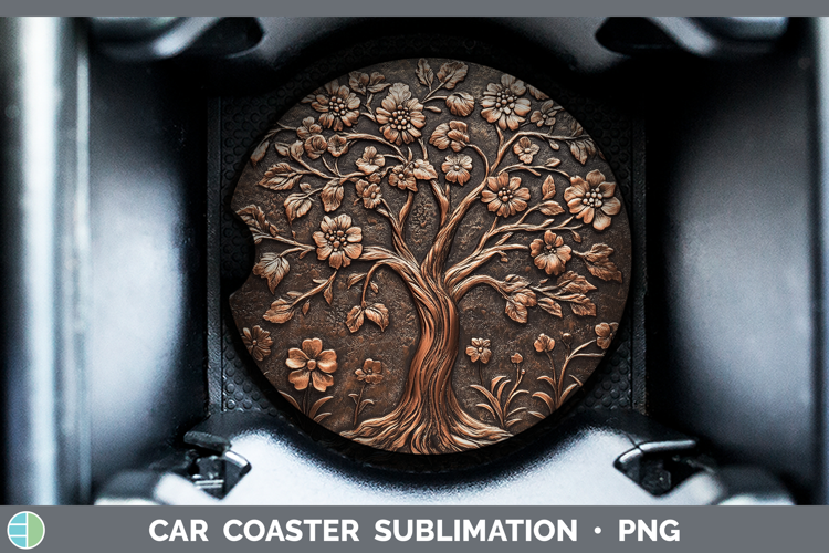 BS03 Copper Relief Tree of Life Car Coaster Sublimation Des