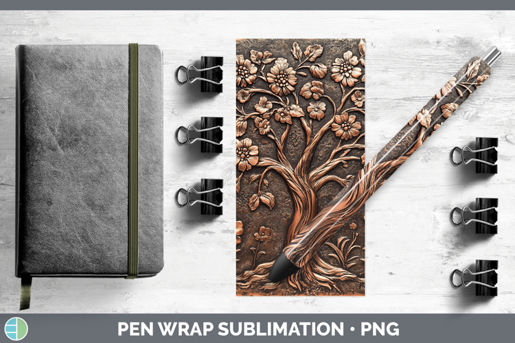 BS03 Copper Relief Tree of Life Pen Wrap Sublimation Pen Des