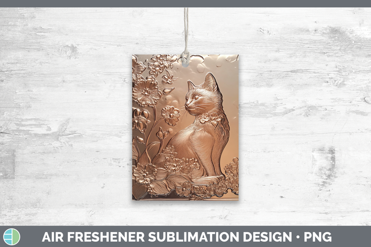 BS03 Copper Relief White Cat Air Freshener Sublimation Car F
