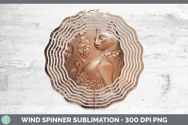 BS03 Copper Relief White Cat Wind Spinner Sublimation Spinne