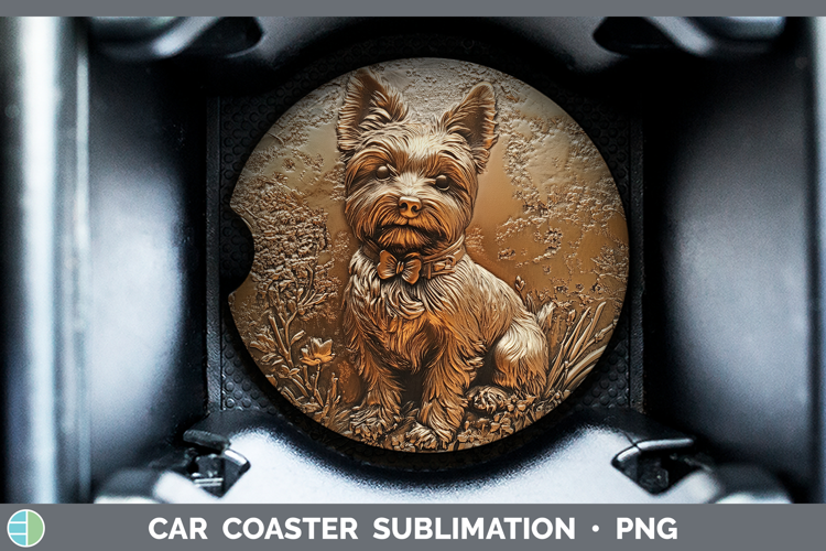 BS03 Copper Relief Yorkshire Terrier Car Coaster Sublimation