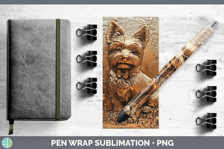 BS03 Copper Relief Yorkshire Terrier Pen Wrap Sublimation Pe