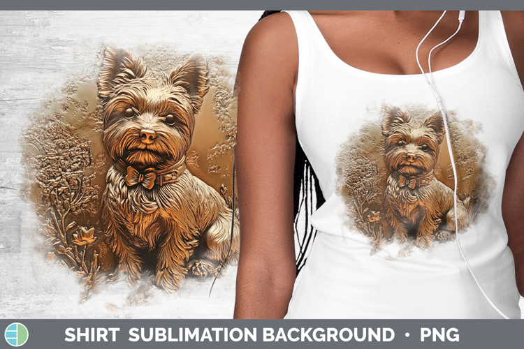 BS03 Copper Relief Yorkshire Terrier Shirt Sublimation Subli