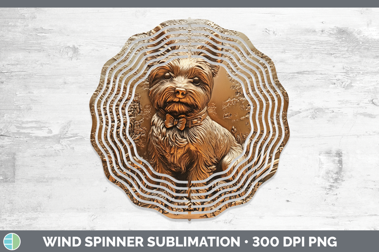BS03 Copper Relief Yorkshire Terrier Wind Spinner Sublimatio