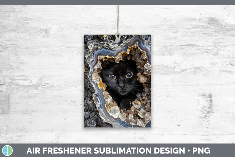 BS03 Geode Black Cat Air Freshener Sublimation Car Freshener