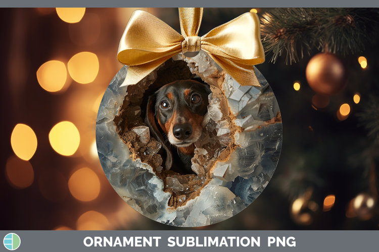 BS03 Geode Dachshund Ornament Sublimation Bauble Designs