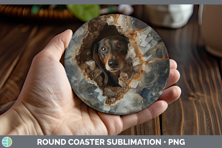 BS03 Geode Dachshund Round Coaster Sublimation Coaster Desig