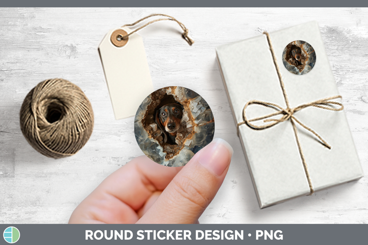 BS03 Geode Dachshund Stickers | Round Labels Designs