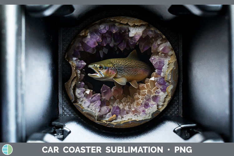 BS03 Geode Fish Car Coaster Sublimation Designs