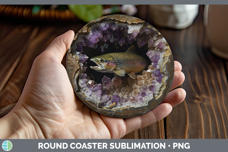 BS03 Geode Fish Round Coaster Sublimation Coaster Designs