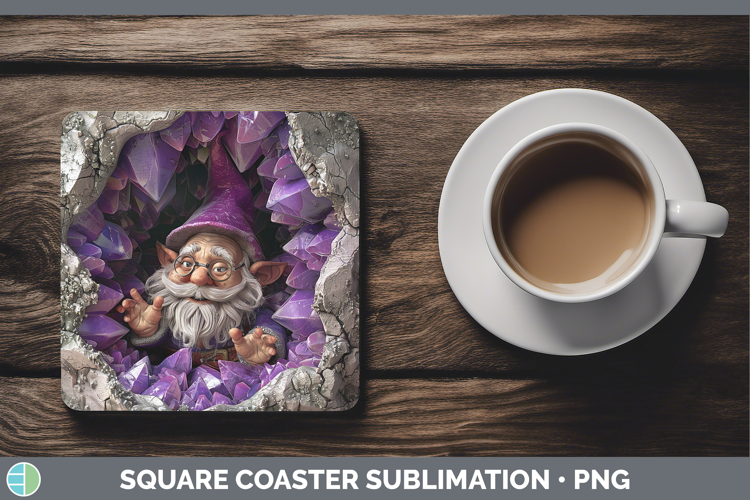 BS03 Geode Gnome Square Coaster Sublimation Coaster Designs