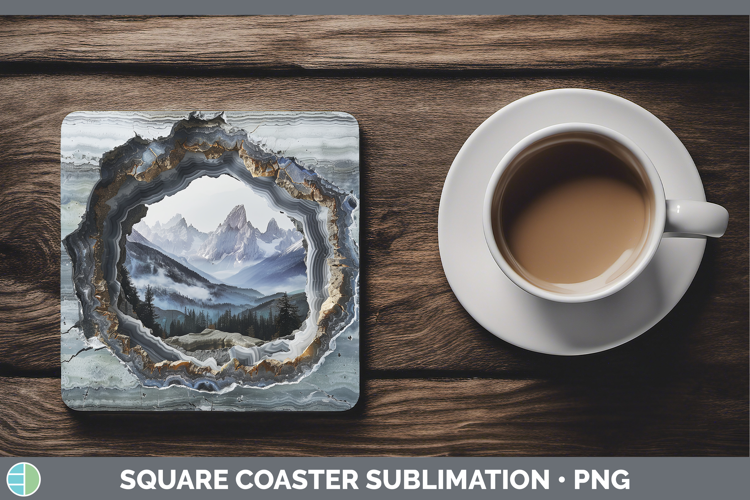 BS03 Geode Landscape Square Coaster Sublimation Coaster Desi