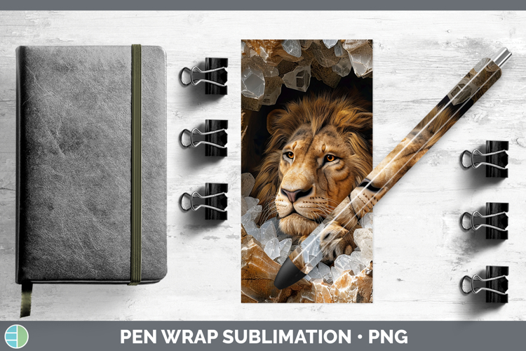 BS03 Geode Lion Pen Wrap Sublimation Pen Designs