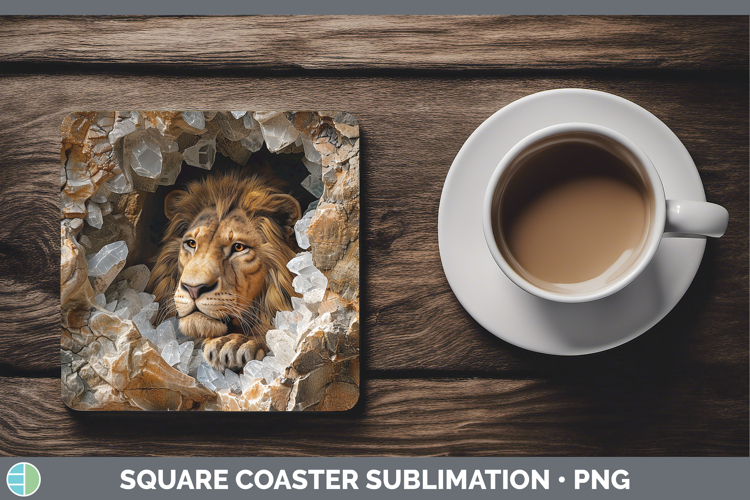 BS03 Geode Lion Square Coaster Sublimation Coaster Designs
