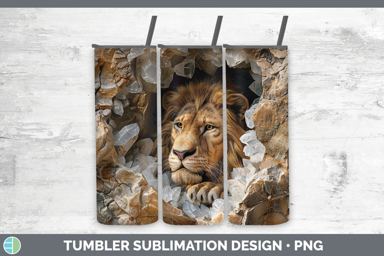 BS03 Geode Lion Tumbler Sublimation 20 oz Skinny Tumbler Des