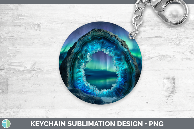 BS03 Geode Northern Lights Keychain Sublimation Keyring Desi