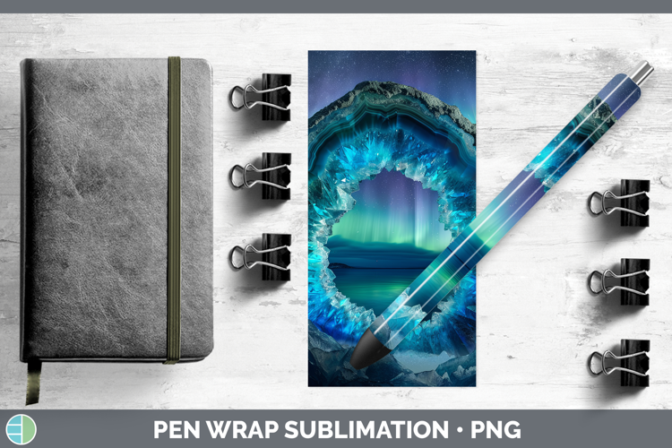 BS03 Geode Northern Lights Pen Wrap Sublimation Pen Designs