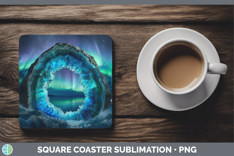 BS03 Geode Northern Lights Square Coaster Sublimation Coaste