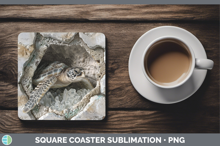 BS03 Geode Sea Turtle Square Coaster Sublimation Coaster Des