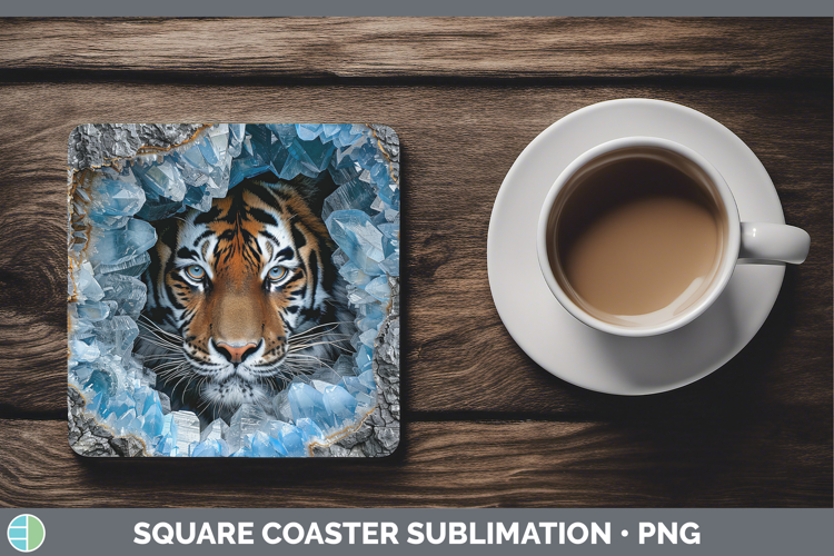 BS03 Geode Tiger Square Coaster Sublimation Coaster Designs
