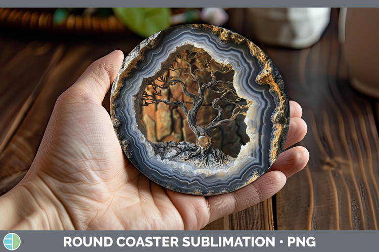 BS03 Geode Tree of Life Round Coaster Sublimation Coaster De