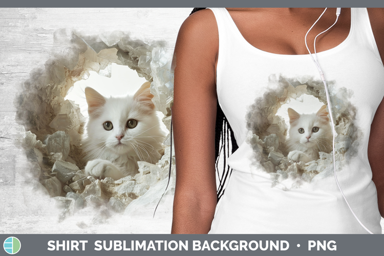 BS03 Geode White Cat Shirt Sublimation Background Designs