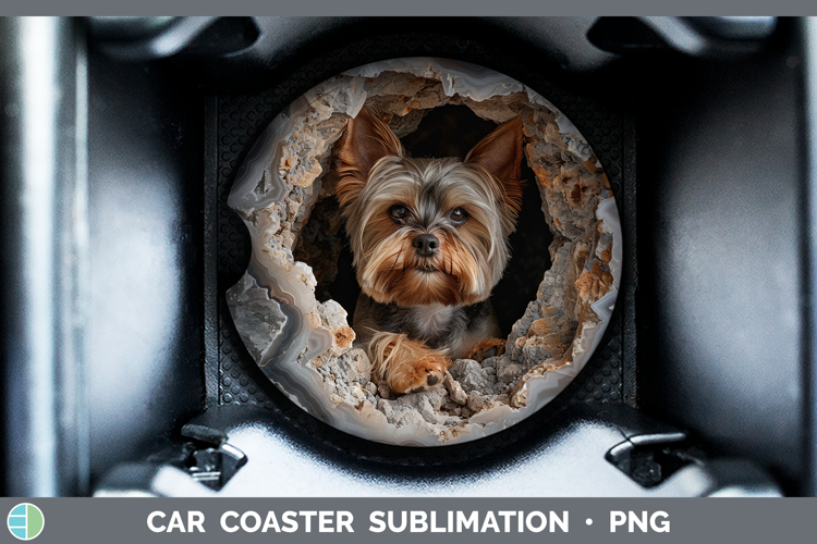 BS03 Geode Yorkshire Terrier Car Coaster Sublimation Design