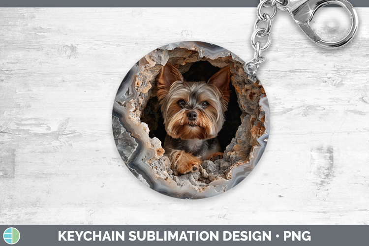 BS03 Geode Yorkshire Terrier Keychain Sublimation Keyring De