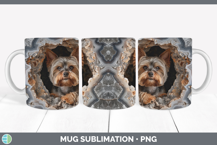 BS03 Geode Yorkshire Terrier Mug Wrap Sublimation Coffee Cup
