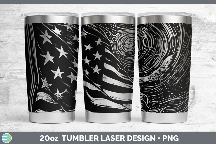 BS03 Patriotic Flag Northern Lights Laser 20oz Tumbler Subli