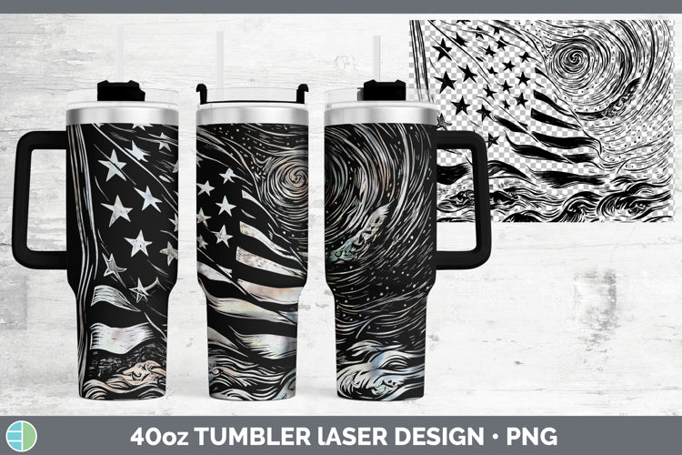 BS03 Patriotic Flag Northern Lights Laser 40oz Tumbler Subli