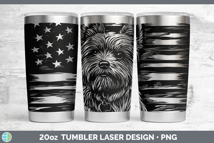 BS03 Patriotic Flag Yorkshire Terrier Laser 20oz Tumbler Sub