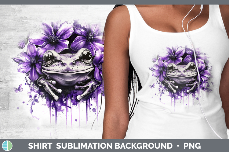BS03 Purple Drips Frog Shirt Sublimation Sublimation Backgro