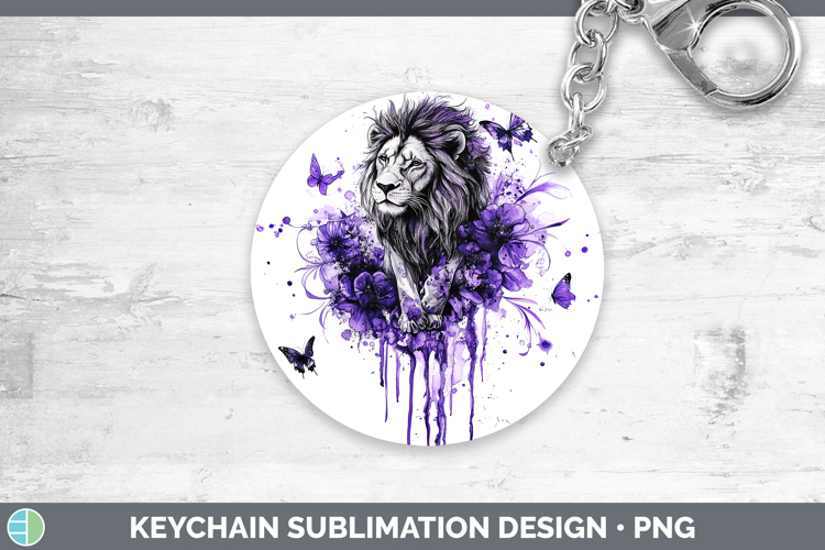 BS03 Purple Drips Lion Keychain Sublimation Keyring Designs