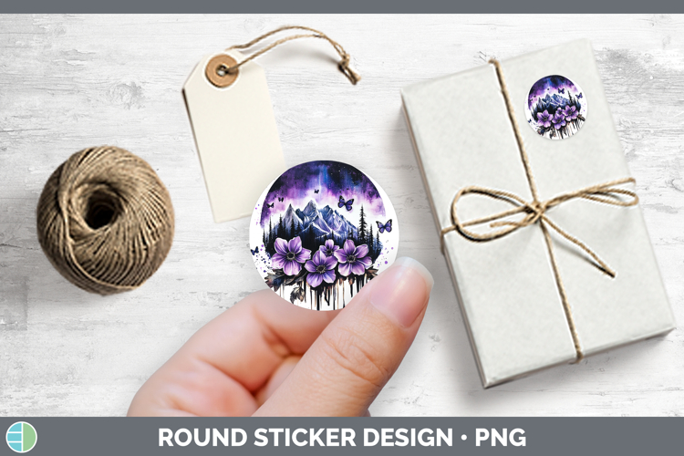 BS03 Purple Drips Northern Lights Stickers | Round Labels De