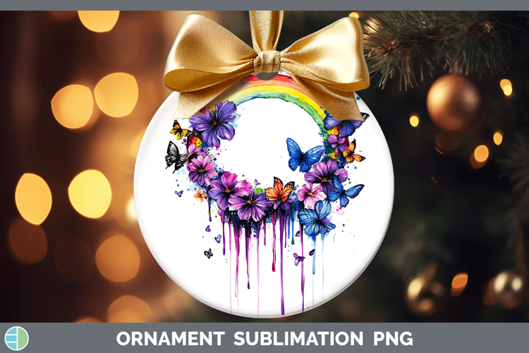 BS03 Purple Drips Rainbow Ornament Sublimation Bauble Design